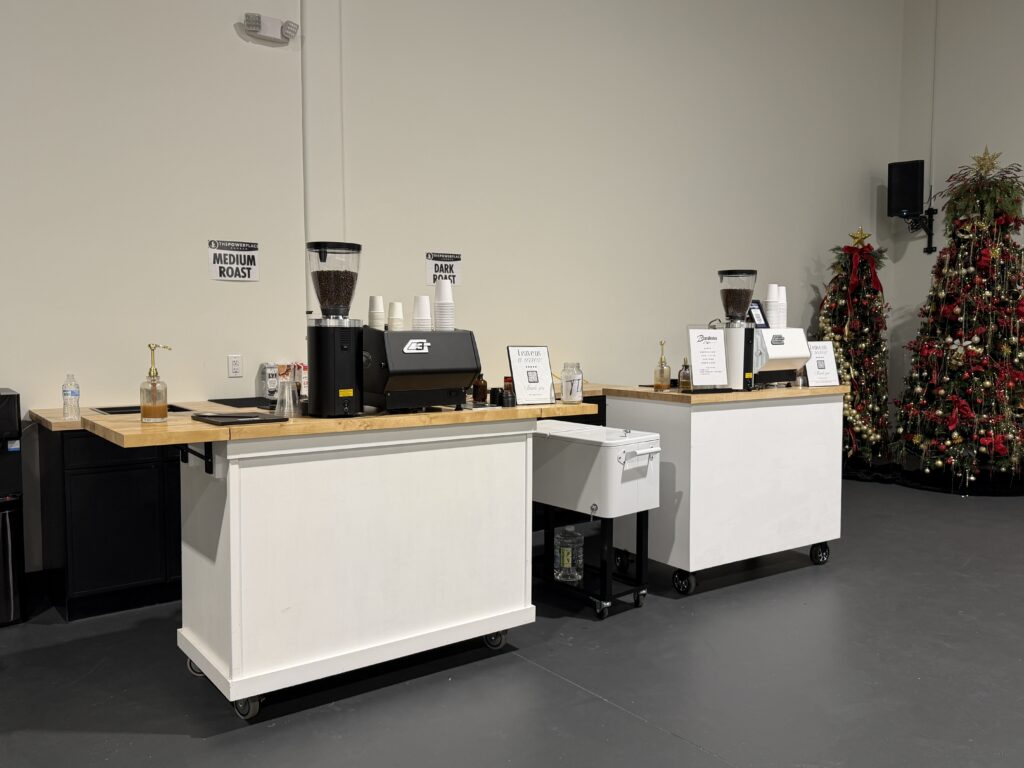 Multi-cart coffee catering set up.