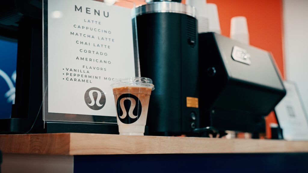 lululemon brand activation with high quality coffee cart services.