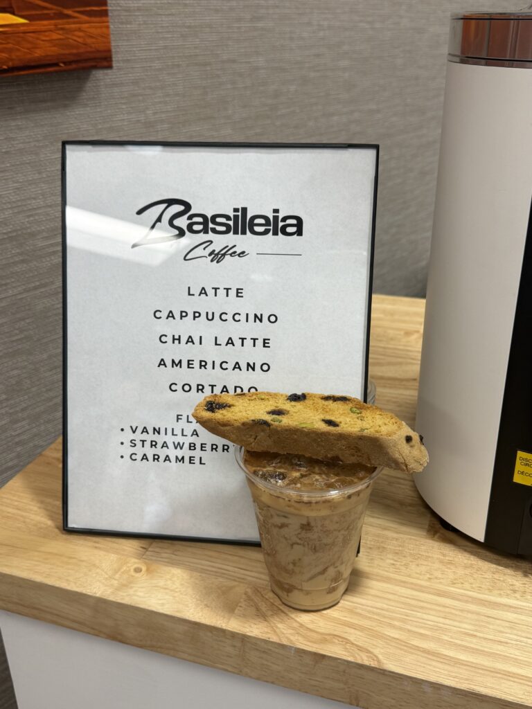 Basileia Coffee Cart Serving Pastries with coffee.