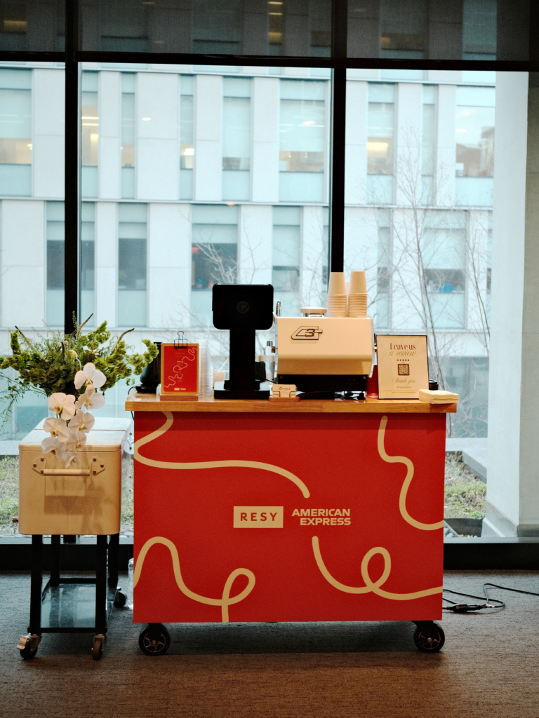 Resy and American Express sponsored Basileia Coffee Cart at a conference at the Logan Hotel in Philadelphia.